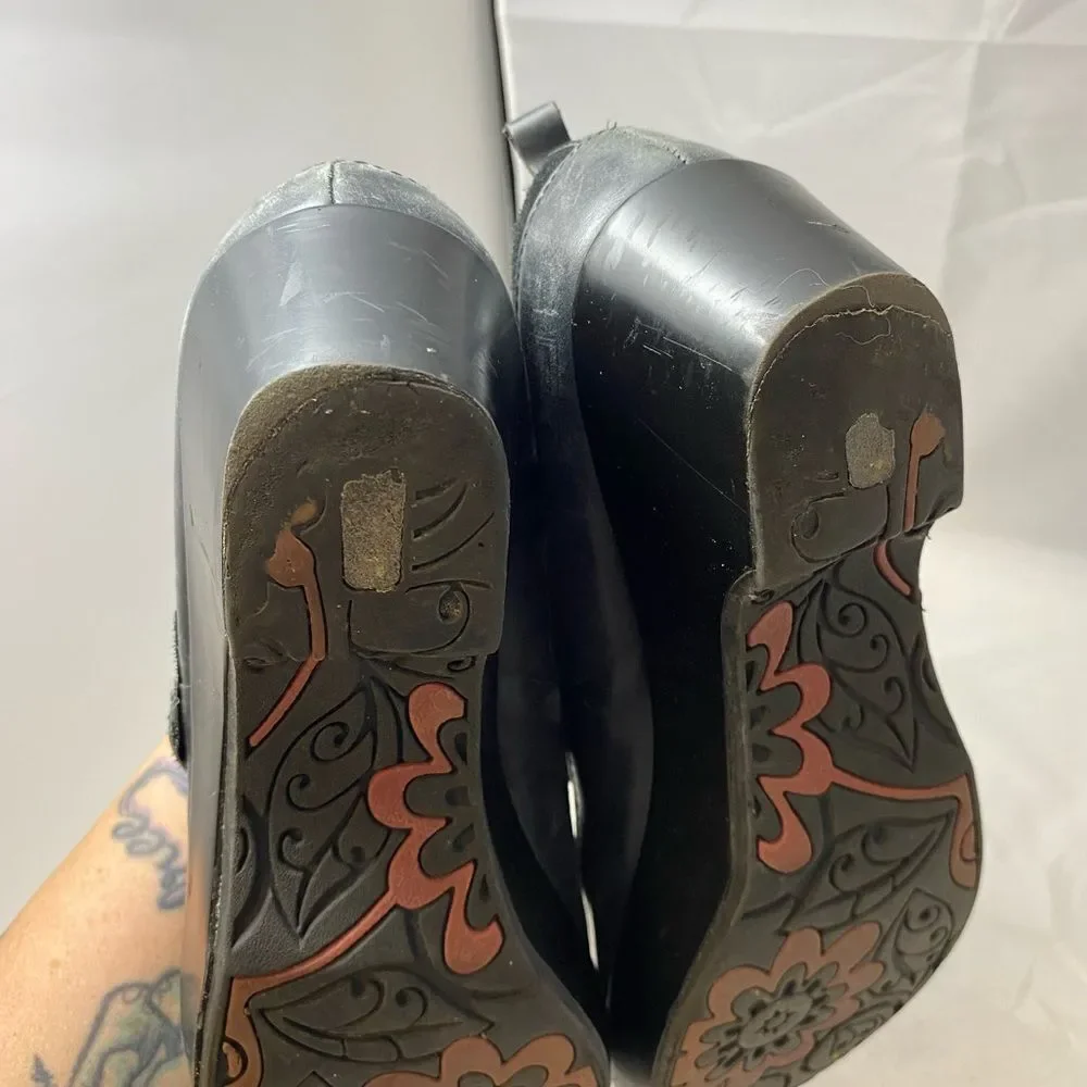 Jambu Women's Size 7.5M Leather Mary Jane Sport Wedge Shoes black